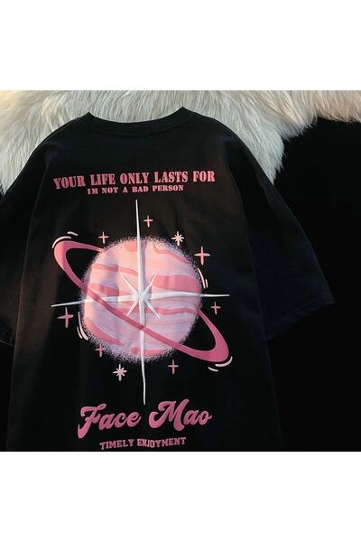 Tarzsokak Tricou negru unisex cu imprimeu Saturn Star