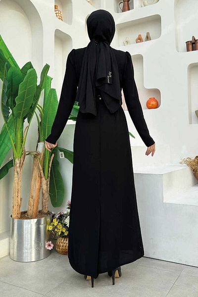 Bym Fashion Δαντελένιο φόρεμα κρεπ 3870 με στρας Μαύρο
