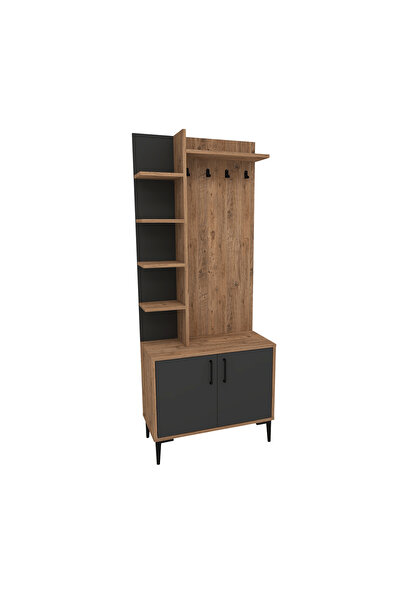 ARNETTİ Julendor Portmanto – Atlantik Çam Antrasit Renkli, Kapaklı Ve Raflı Geniş Antre Dolabı