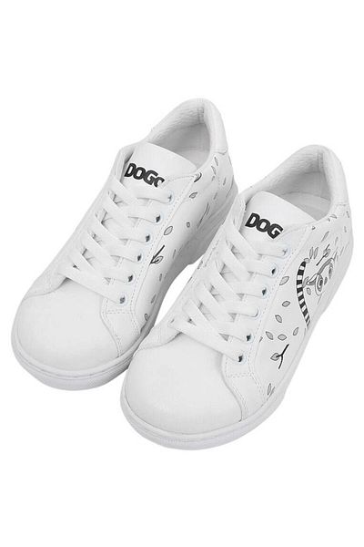 Dogo Pantofi casual albi din piele vegană pentru copii - Design Lemur