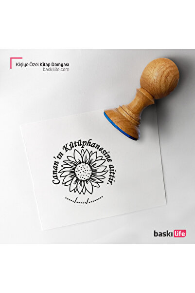 Baskı Life Papatya Kişiye Özel Kitap Damgası Kitap Mührü Kaşe Kitap Mühür Öze...