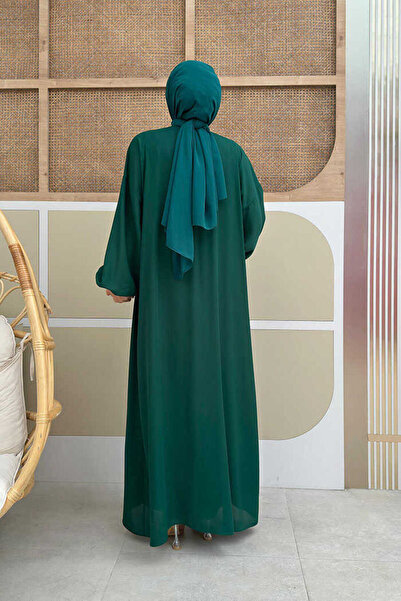 Bym Fashion Waist Ankle Parts Jewelled Dress Abaya Suit 8490 Emerald