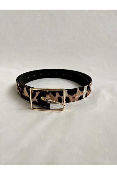 Generic Brand Women's Leopard Rectangular Buckle Gold Belt