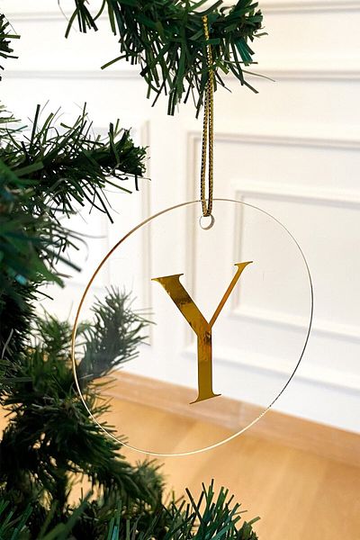 YENİ HEDİYELİK DÜNYAM Letter Y Transparent Plexiglass Letter Christmas Pine Tree Ornament Car Rearview Mirror Ornament