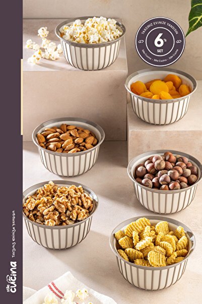 Stile Cucina Linea 6-Piece Practical Snack Bowl Beige 500 ml