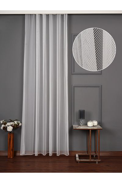 perdealemi Extrafor Gathered Ecru Tulle Cortina Plumb Fagure