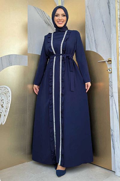 Bym Fashion Anzug mit Rüschenweste 8489 Marineblau