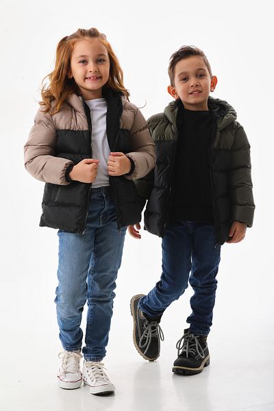 ROBA KIDS Water and Windproof Inflatable Jacket & Coat with Robe, Inner Fleece, Hooded, Pockets RB-500