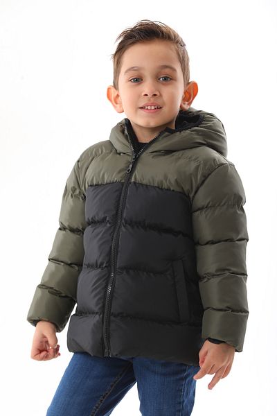 ROBA KIDS Water and Windproof Inflatable Jacket & Coat with Robe, Inner Fleece, Hooded, Pockets RB-500