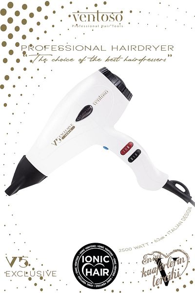 Ventoso V5 Exclusive Ionic 2500 W Professional Hair Dryer and Blow Dryer Milky