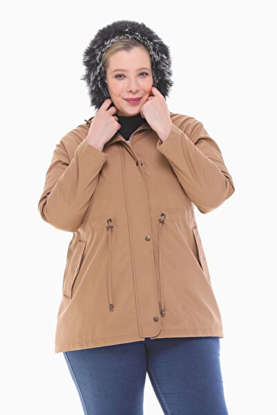 VETRE Women's Large Size Fur Lined Mink Short Coat 1003