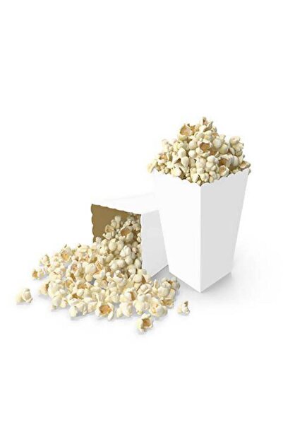 Parti Dükkanım White Corn Box Chips Popcorn Box 8 Pieces