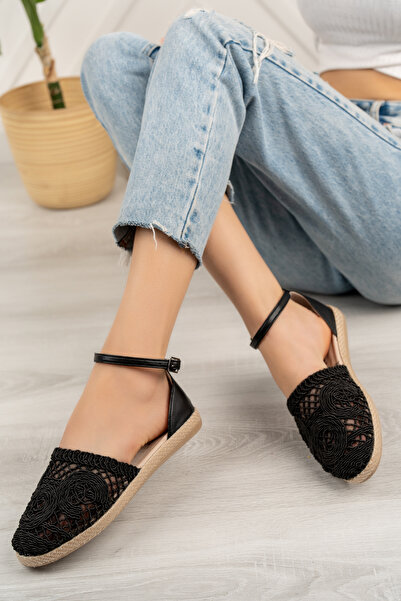 Moda Değirmeni Women's Black Lace Sandals Bg1058-123-0001