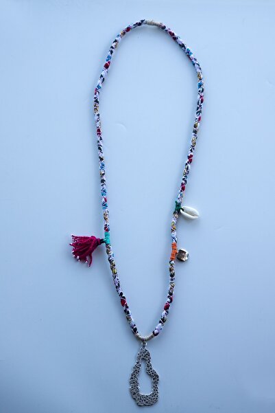Lila Rosa Etnik Otantik Tasarım Uzun Kolye