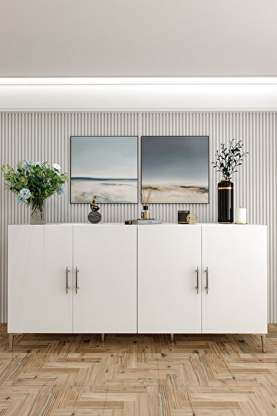 Givayo Mobilya Peri Konsol Beyaz Gümüş