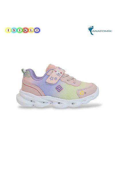 Kidessa 1809 Anatomical Sole Lighted Girls' Casual Sneakers - NKT01809-PUDRA-26