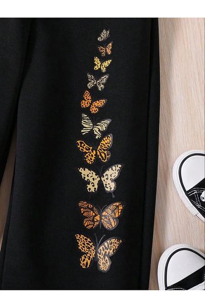 Machetta Pantaloni de sport cu imprimeu fluture pentru copii Jogger