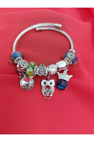 Demeter Mavi Baykuş Pandora Taş Detaylı