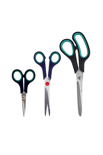garaccu Üçlü Makas Seti Yeşil 8,7,5,5 inç olmak Üzere Keskin Makas Seti