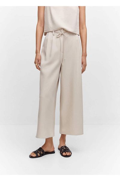 MANGO Woman Elastic waistband wideleg pants