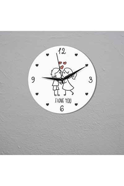 CajuArt Love You Written Cute Drawing Valentine's Day Gift Wall Clock