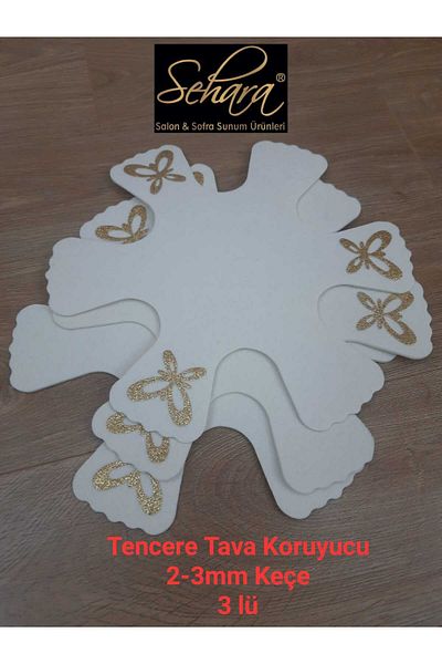 SEHARA 3 PIECES OF SEAL/TAVA, POT, PIPE, SCRATCHPROOF, PROTECTOR/ 2-3MM THICKNESS/ 29CM/CREAM