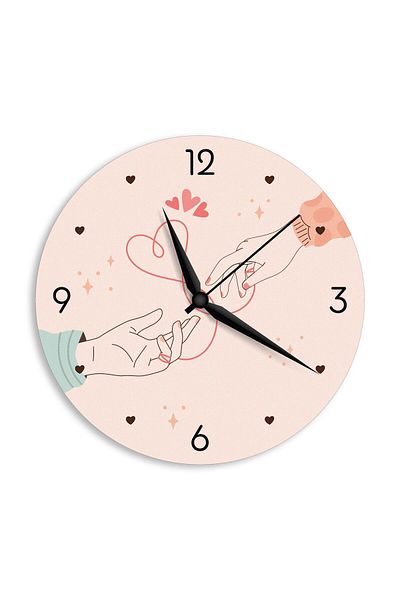 CajuArt Love Affection Themed Pink Wooden Wall Clock Valentine's Day Gift