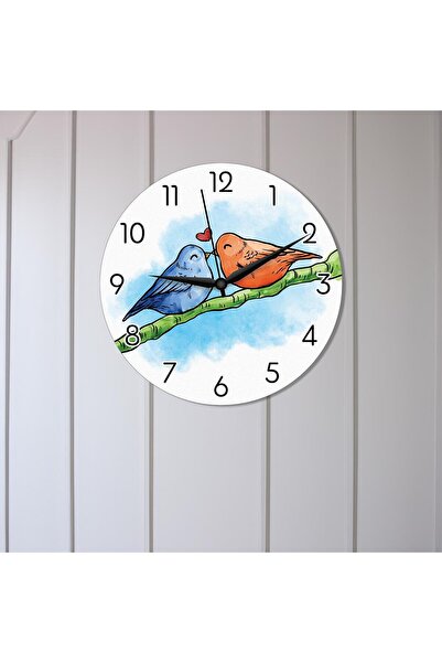 CajuArt Birds in Love on a Branch Lover Themed Wooden Wall Clock Gift
