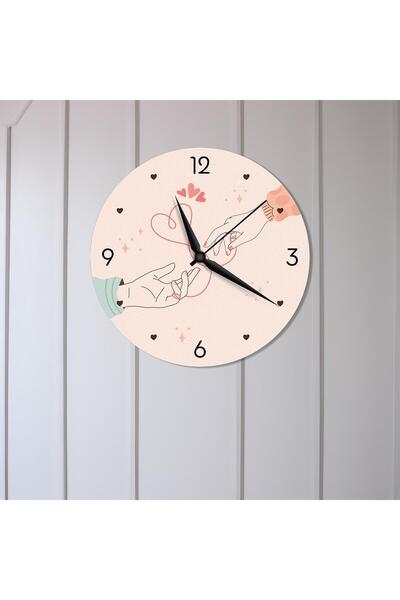 CajuArt Love Affection Themed Pink Wooden Wall Clock Valentine's Day Gift