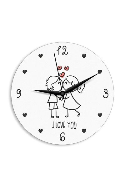 CajuArt Love You Written Cute Drawing Valentine's Day Gift Wall Clock