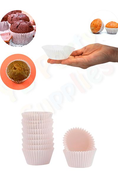Yusuf Dirik YD Party Supplies White Muffin Paper Takribi 100 Pieces 50x30 Capsules No:4