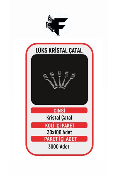 FİGANLAR crystal plastic fork 100 pieces 30 packs 3000 pieces