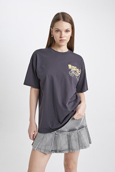 DeFacto Coool Oversize Fit Back Printed Short Sleeve T-Shirt B7048ax24sm