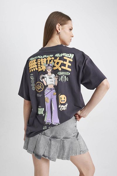 DeFacto Coool Oversize Fit Back Printed Short Sleeve T-Shirt B7048ax24sm