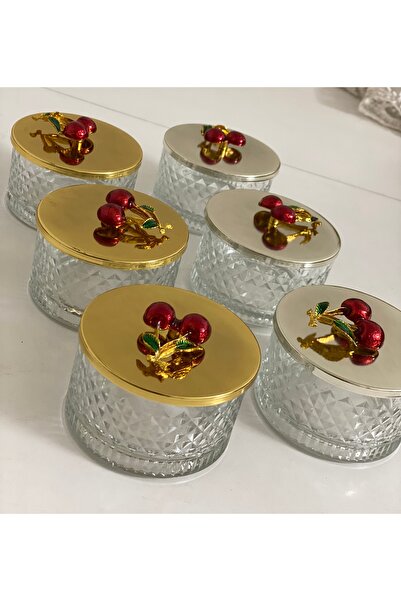 Elzem CANDY BOWL WITH GOLD AND SILVER LID WITH CHERRY ACCESSORY