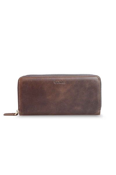 GUARD Double Zipper Crazy Brown Genuine Leather Handbag P3050