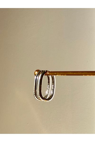 Ebru Atelier Rectangular Model Steel Non-Tarnish Earrings
