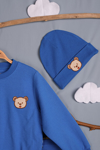 Lamonde Ayıcık Nakışlı Unisex 3'lü Eşofman Bereli 2-3-4-5 Yaş