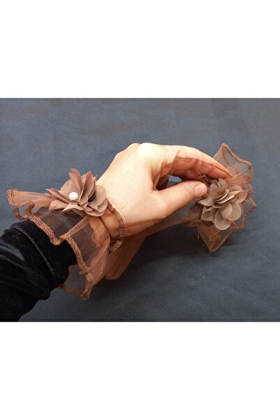 es moda shop Camelia floral ruffle bridal gloves short copper