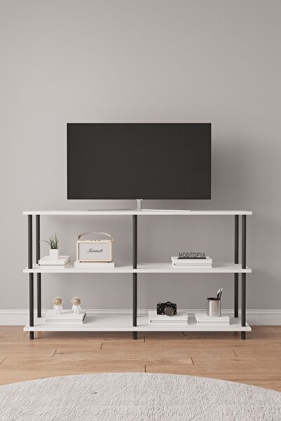 Mobitopya Çevir Kur 150 Cm Beyaz Raflı Tv Sehpası, Tv Ünitesi 150*75*29 Cm