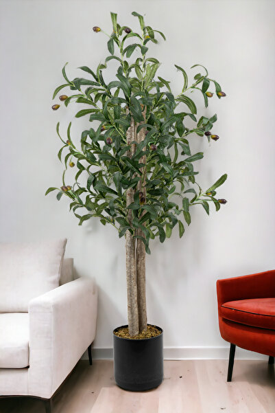 YAPAY ÇİÇEKÇİNİZ Siyah Saksıda 100 Cm Yapay Zeytin Ağacı