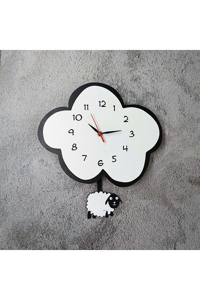 CajuArt Decorative Cute Sheep Children's Room Pendulum Wall Clock