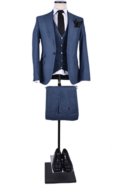 Carutte CRT 304 PATTERNED SLIMFIT VEST SUIT