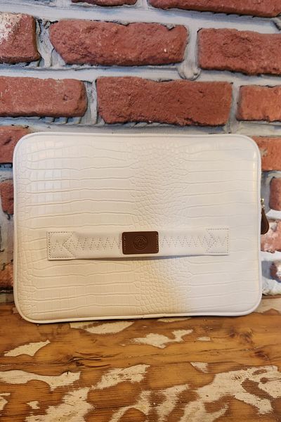 HNB حافظة كمبيوتر محمول متوافقة مع جهاز Macbook Air Pro مقاس 13 و14 بوصة من White Crocodile (مع حقيبة هدايا صغيرة)