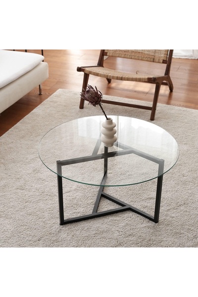 ASA KONSEPT Şeffaf Camlı Orta Sehpa Siyah