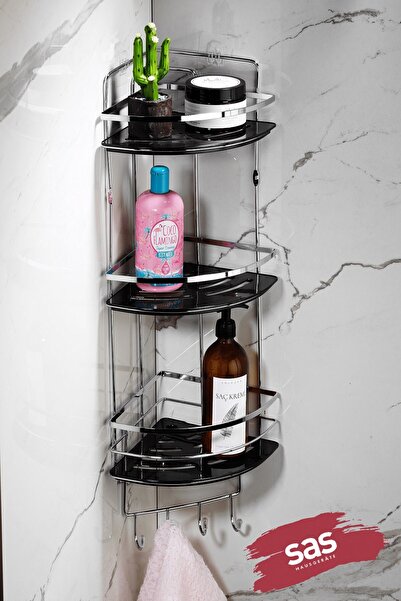 Sas Haus Yapışkanlı Kristal Ayarlanabilir Raf Banyo Düzenleyici Şampuanlık LK...