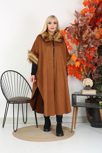 MODA LİZZA WOMEN'S LARGE SIZE SUEDE PONCHO