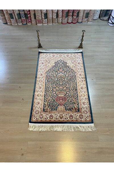 SOMTAŞ HALI MAVİ İPEK SECCADE BAMBU NAMAZLA