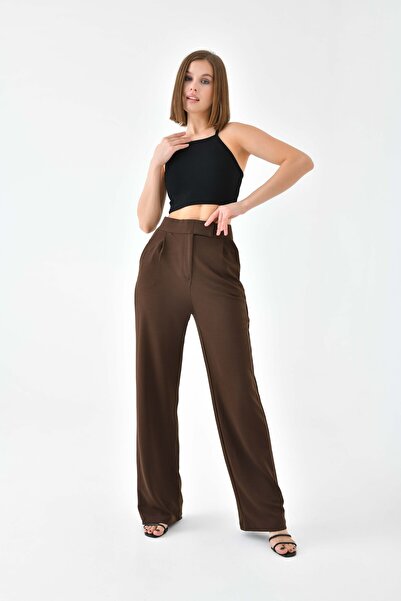 VOLT CLOTHİNG Women's High Waist Velcro Closure Lycra Palazzo Pants