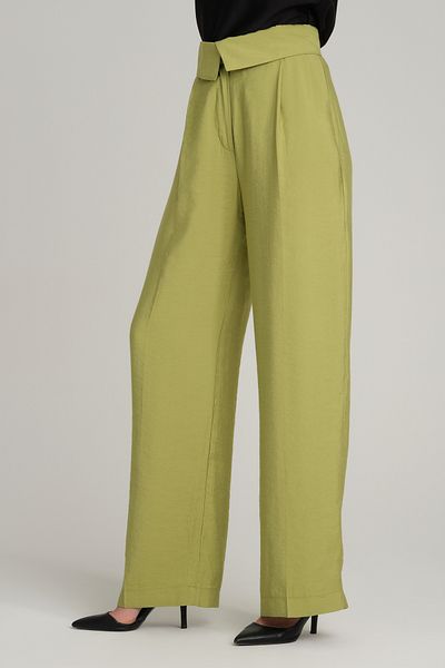 Quzu High Waist Fold Detailed Pleated Trousers